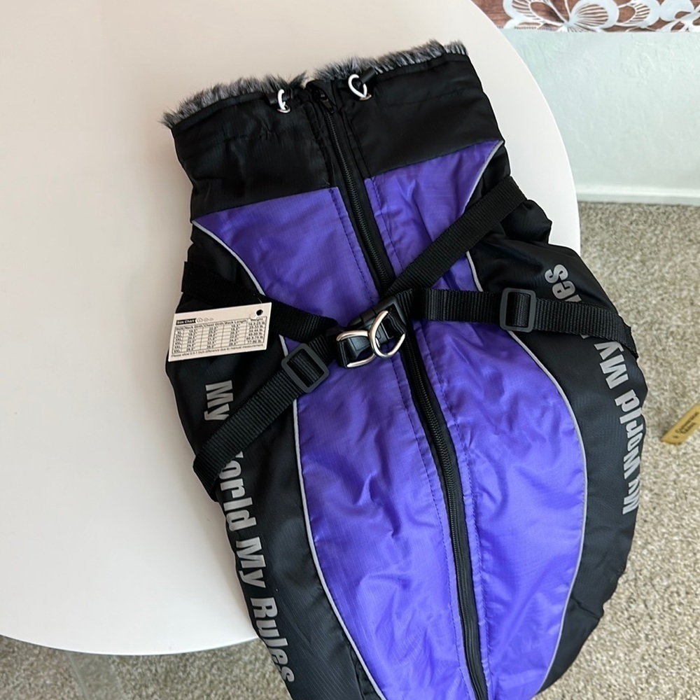WINDPROOF DOG REFLECTIVE WINTER DOG Jacket Removable Safety Harness Snowsuit… - Picture 4 of 13